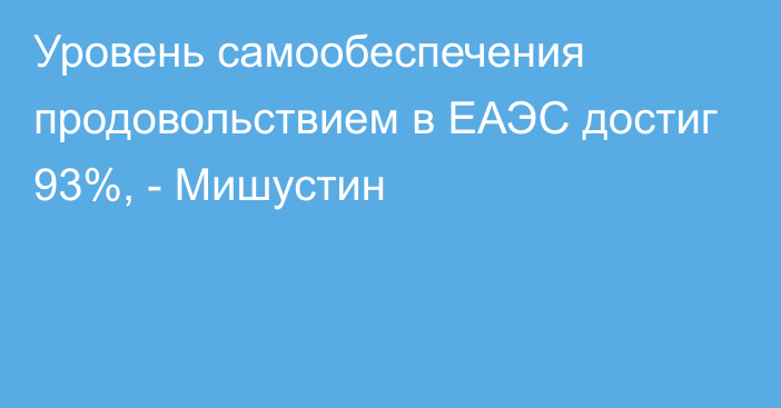 Уровень самообеспечения продовольствием в ЕАЭС достиг 93%, - Мишустин