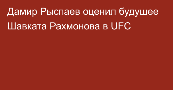 Дамир Рыспаев оценил будущее Шавката Рахмонова в UFC