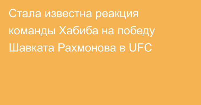 Стала известна реакция команды Хабиба на победу Шавката Рахмонова в UFC