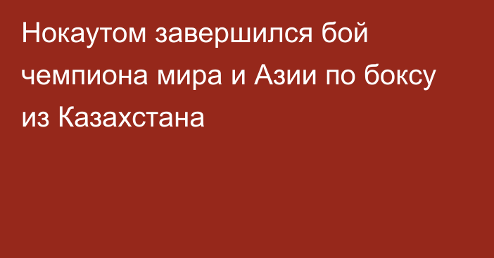 Нокаутом завершился бой чемпиона мира и Азии по боксу из Казахстана