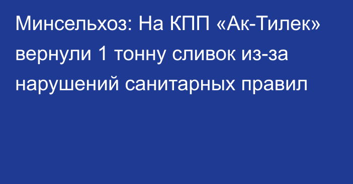 Минсельхоз: На КПП «Ак-Тилек» вернули 1 тонну сливок из-за нарушений санитарных правил