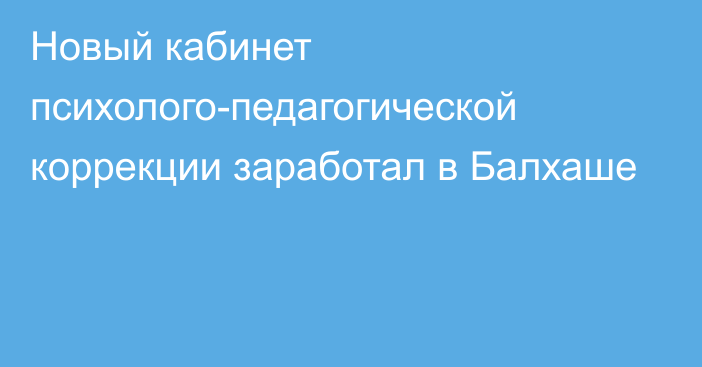 Новый кабинет психолого-педагогической коррекции заработал в Балхаше