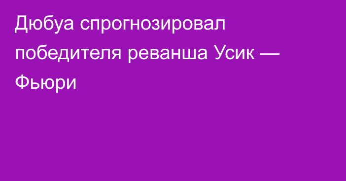 Дюбуа спрогнозировал победителя реванша Усик — Фьюри