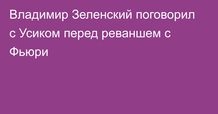 Владимир Зеленский поговорил с Усиком перед реваншем с Фьюри