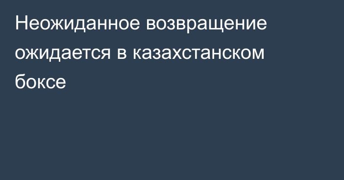 Неожиданное возвращение ожидается в казахстанском боксе