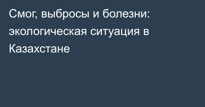 Смог, выбросы и болезни: экологическая ситуация в Казахстане