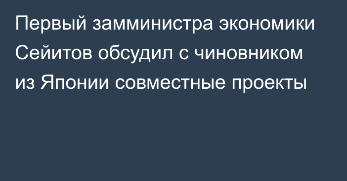 Первый замминистра экономики Сейитов обсудил с чиновником из Японии совместные проекты