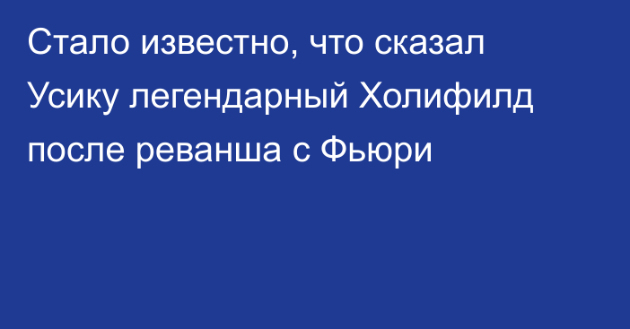 Стало известно, что сказал Усику легендарный Холифилд после реванша с Фьюри