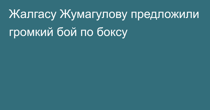 Жалгасу Жумагулову предложили громкий бой по боксу