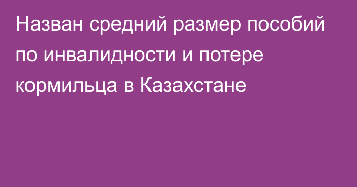 Назван средний размер пособий по инвалидности и потере кормильца в Казахстане