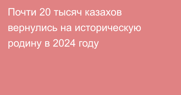 Почти 20 тысяч казахов вернулись на историческую родину в 2024 году