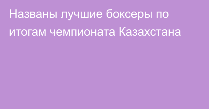 Названы лучшие боксеры по итогам чемпионата Казахстана