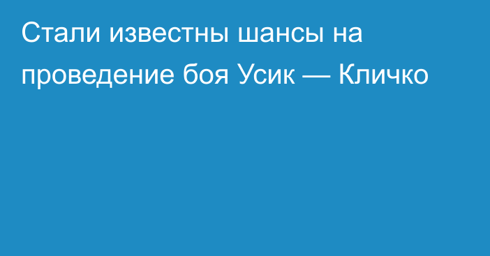 Стали известны шансы на проведение боя Усик — Кличко