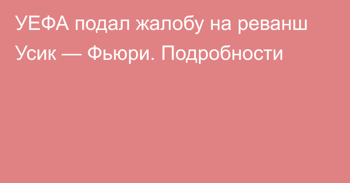 УЕФА подал жалобу на реванш Усик — Фьюри. Подробности