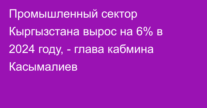 Промышленный сектор Кыргызстана вырос на 6% в 2024 году, - глава кабмина Касымалиев