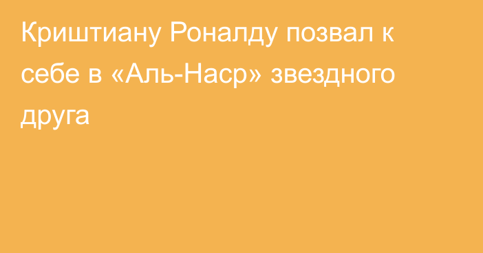 Криштиану Роналду позвал к себе в «Аль-Наср» звездного друга