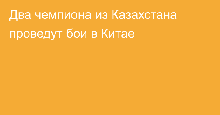 Два чемпиона из Казахстана проведут бои в Китае