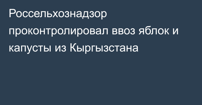 Россельхознадзор проконтролировал ввоз яблок и капусты из Кыргызстана