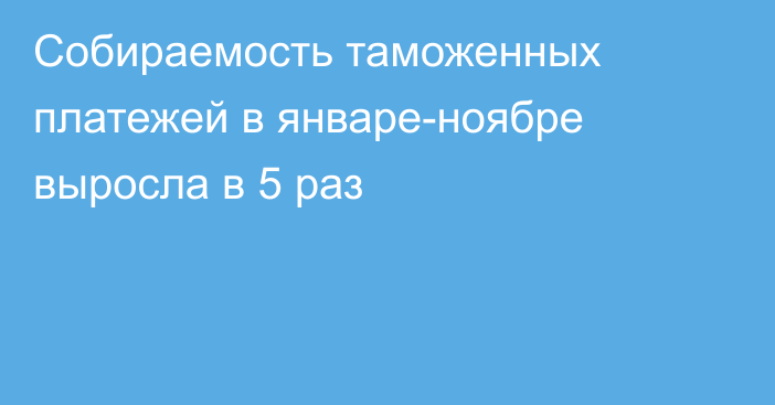 Собираемость таможенных платежей в январе-ноябре выросла в 5 раз