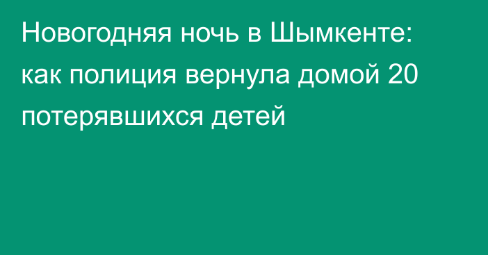 Новогодняя ночь в Шымкенте: как полиция вернула домой 20 потерявшихся детей