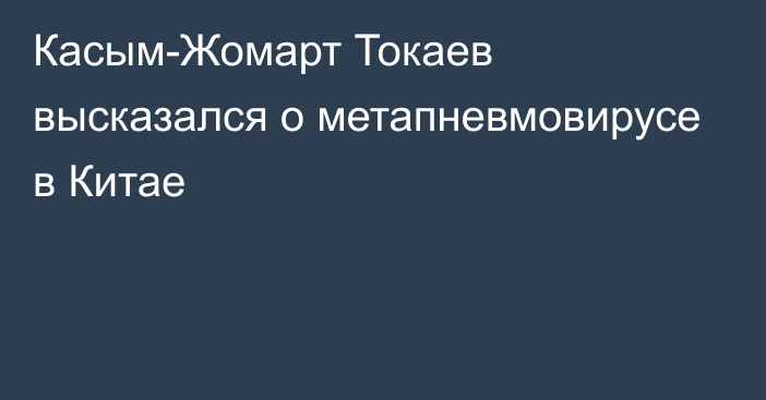 Касым-Жомарт Токаев высказался о метапневмовирусе в Китае