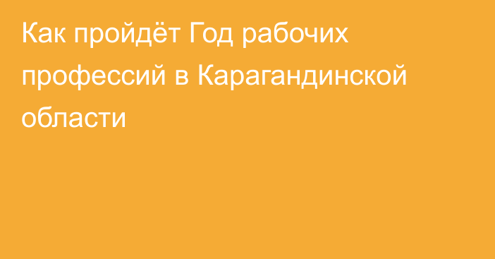 Как пройдёт Год рабочих профессий в Карагандинской области