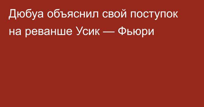 Дюбуа объяснил свой поступок на реванше Усик — Фьюри