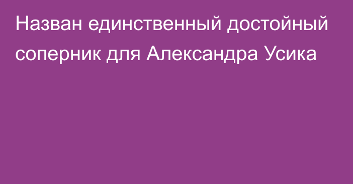 Назван единственный достойный соперник для Александра Усика