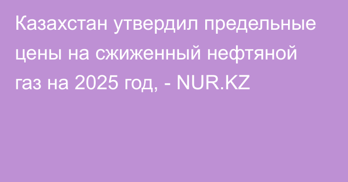 Казахстан утвердил предельные цены на сжиженный нефтяной газ на 2025 год, - NUR.KZ