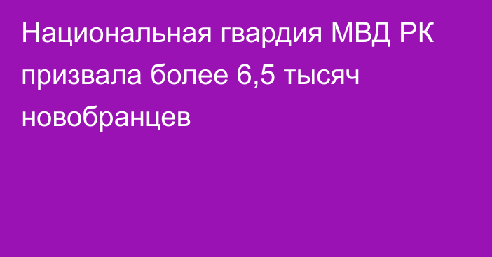 Национальная гвардия МВД РК призвала более 6,5 тысяч новобранцев