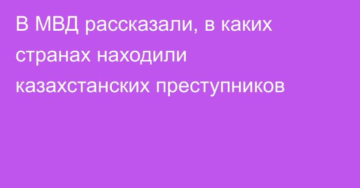 В МВД рассказали, в каких странах находили казахстанских преступников