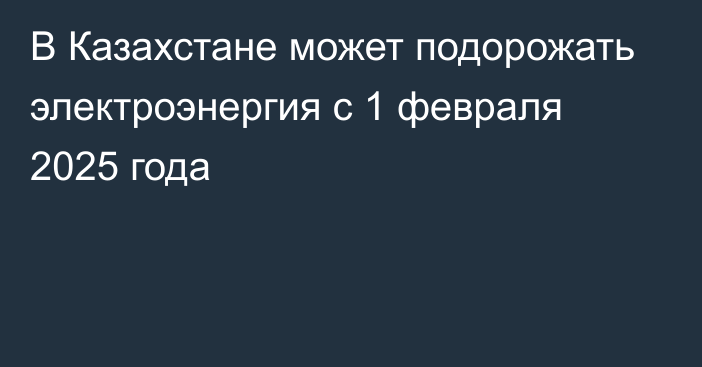 В Казахстане может подорожать электроэнергия с 1 февраля 2025 года