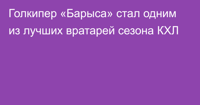 Голкипер «Барыса» стал одним из лучших вратарей сезона КХЛ