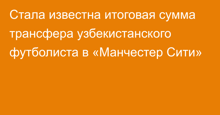 Стала известна итоговая сумма трансфера узбекистанского футболиста в «Манчестер Сити»