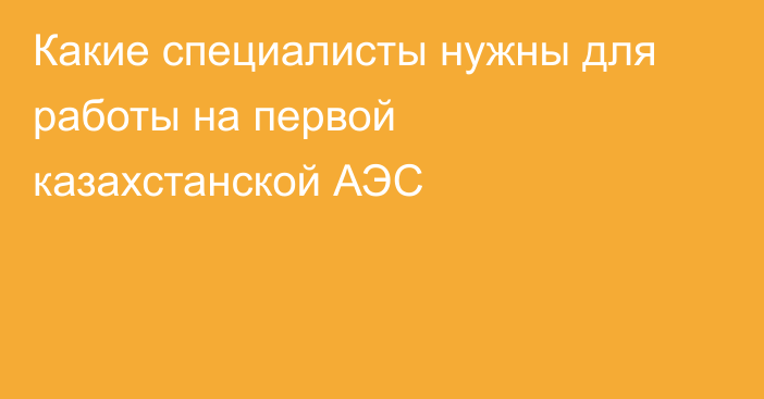 Какие специалисты нужны для работы на первой казахстанской АЭС