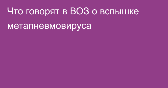 Что говорят в ВОЗ о вспышке метапневмовируса