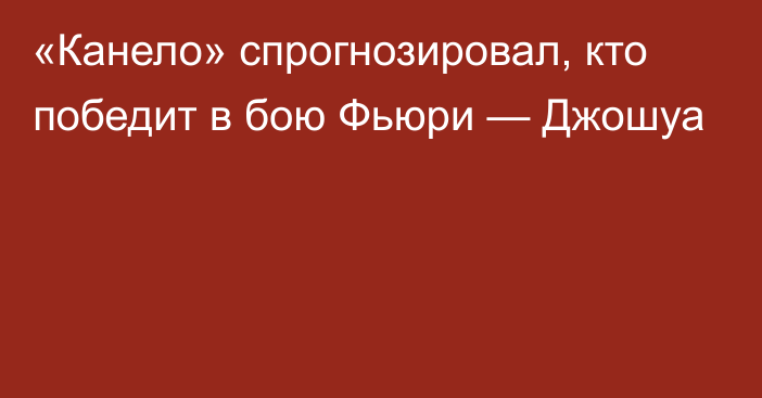 «Канело» спрогнозировал, кто победит в бою Фьюри — Джошуа