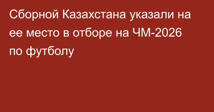 Сборной Казахстана указали на ее место в отборе на ЧМ-2026 по футболу