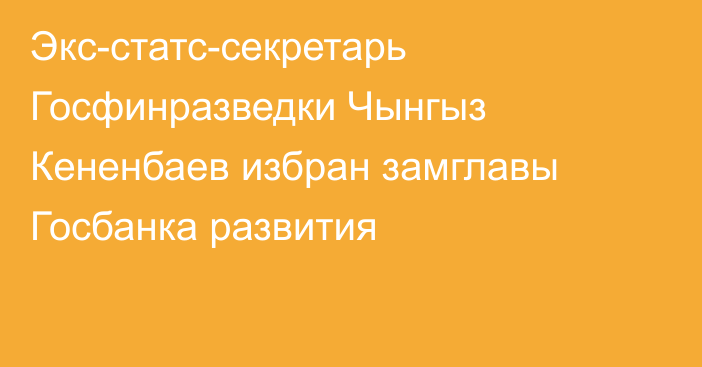 Экс-статс-секретарь Госфинразведки Чынгыз Кененбаев избран замглавы Госбанка развития