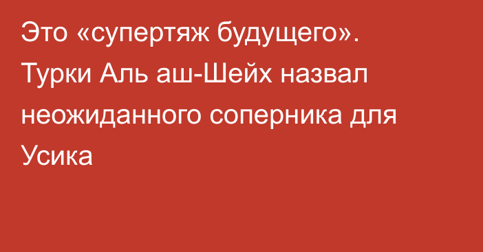 Это «супертяж будущего». Турки Аль аш-Шейх назвал неожиданного соперника для Усика