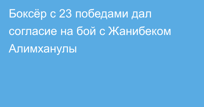 Боксёр с 23 победами дал согласие на бой с Жанибеком Алимханулы