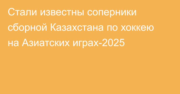 Стали известны соперники сборной Казахстана по хоккею на Азиатских играх-2025