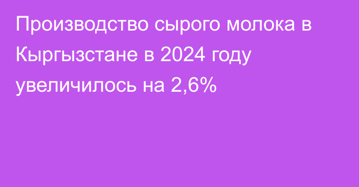 Производство сырого молока в Кыргызстане в 2024 году увеличилось на 2,6%