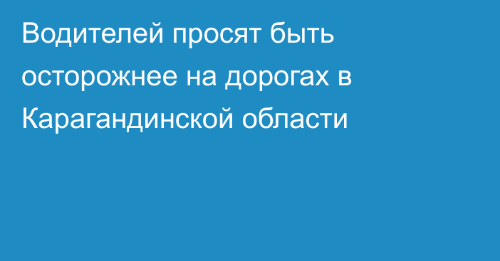 Водителей просят быть осторожнее на дорогах в Карагандинской области