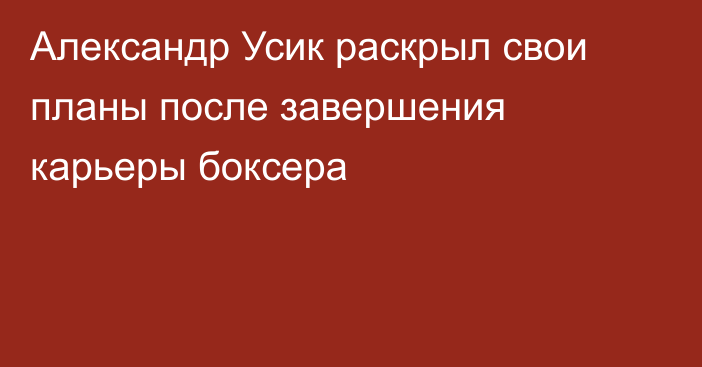 Александр Усик раскрыл свои планы после завершения карьеры боксера