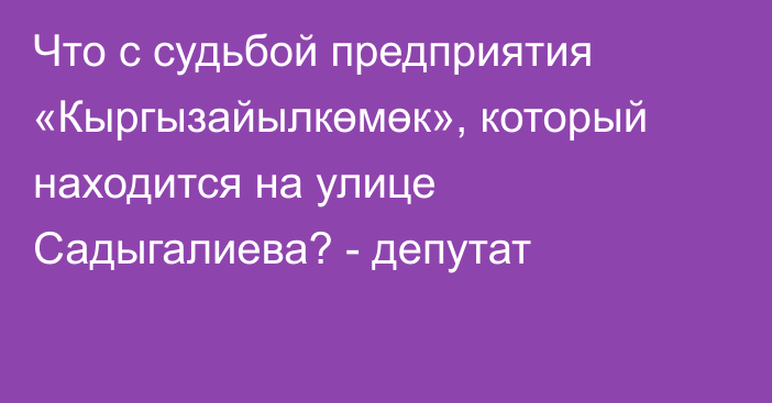 Что с судьбой предприятия «Кыргызайылкөмөк», который находится на улице Садыгалиева? - депутат