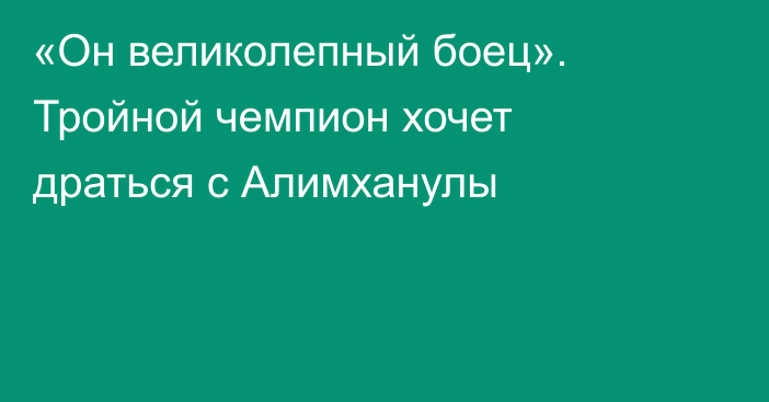 «Он великолепный боец». Тройной чемпион хочет драться с Алимханулы