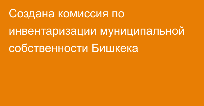 Создана комиссия по инвентаризации муниципальной собственности Бишкека