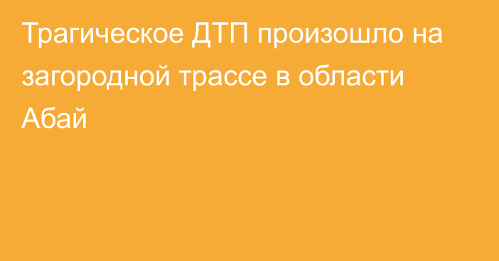 Трагическое ДТП произошло на загородной трассе в области Абай