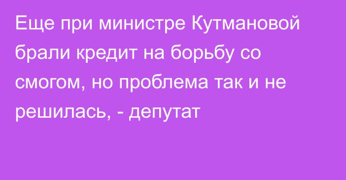 Еще при министре Кутмановой брали кредит на борьбу со смогом, но проблема так и не решилась, - депутат